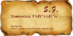 Simkovics Flórián névjegykártya